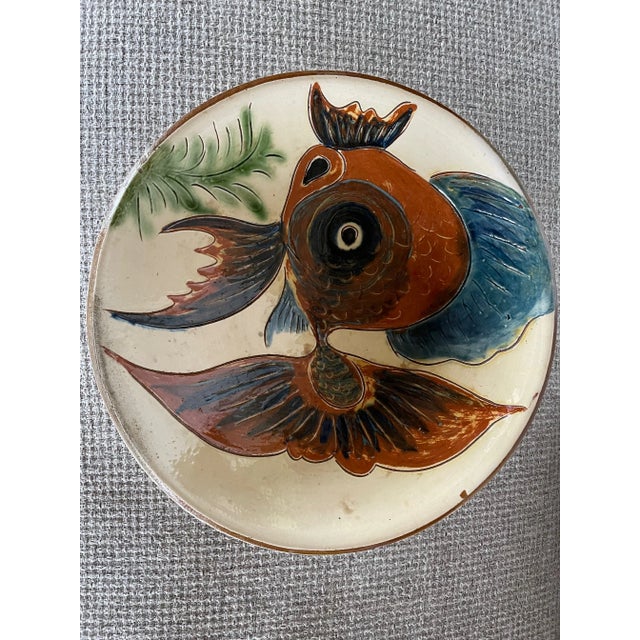 Blue Ceramic Plate in the Style of Puigdemont For Sale - Image 8 of 8