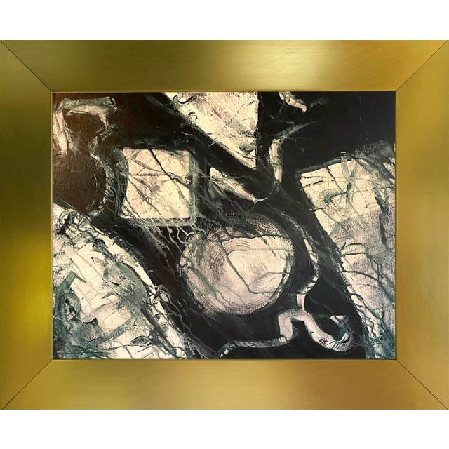 2025 "029-25" Abstract Expressionist Sage & Parchment Painting by Mark Lewis For Sale