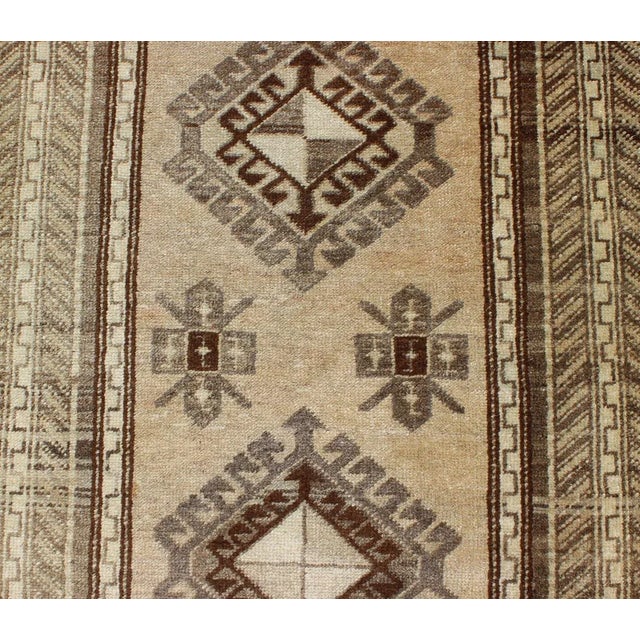 Earth-Toned Vintage Turkish Oushak Runner With Stacked Medallion Design For Sale - Image 9 of 12