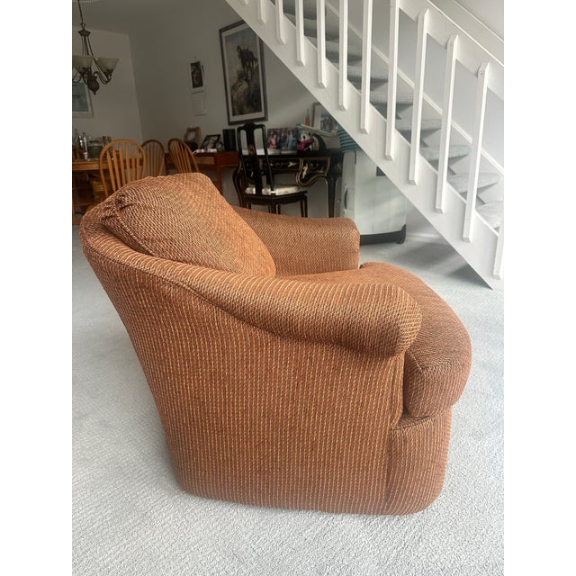 Late 20th Century Vintage Sculptural Brown Ribbed Lounge Chair / Barrel Club Chair For Sale - Image 5 of 5