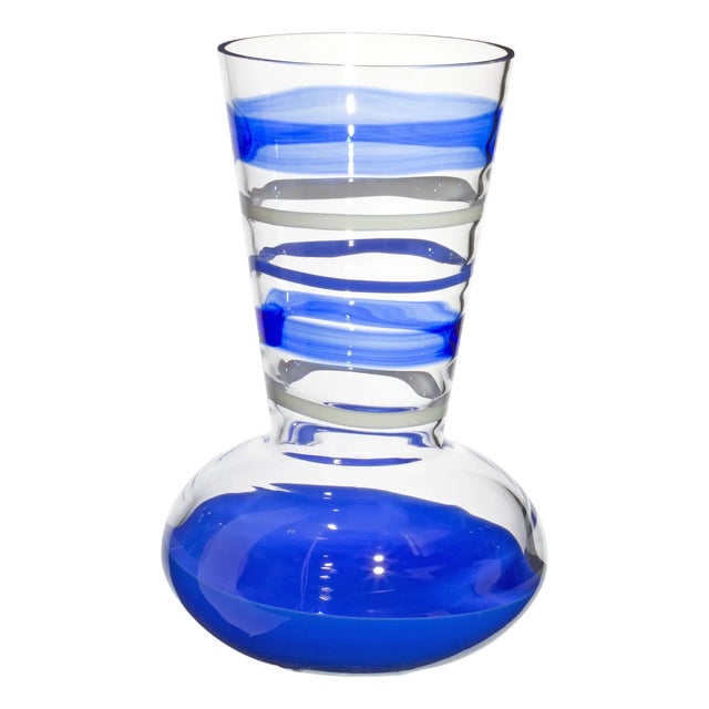 Carlo Moretti Troncosfera Vase in Lapis, Ivory, and Blue For Sale