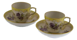 KPM Limited Edition Mocha Cups & Saucers to Celebrate KPM 225th Anniversary 1776-2000- 4 Pieces