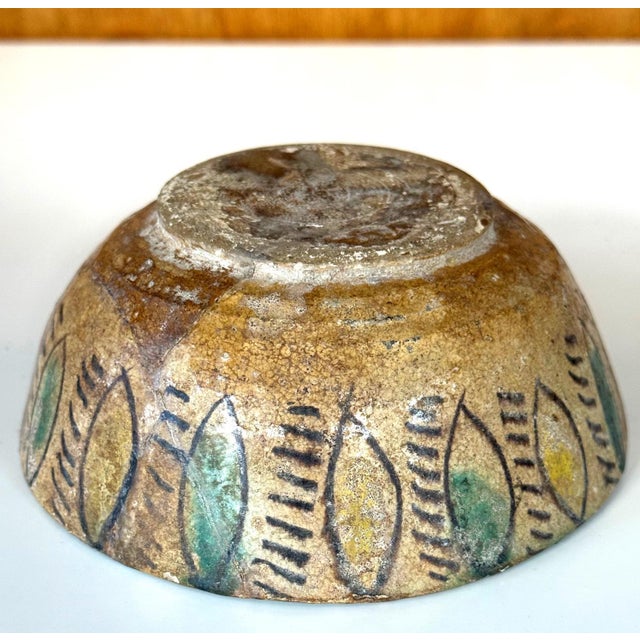 Ceramic Islamic Buff Ware Slip Paint Ceramic Bowl with Animate Design Nishapur For Sale - Image 7 of 16