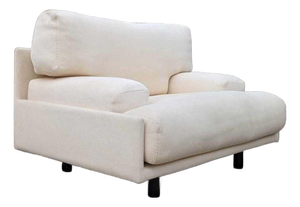 Late 20th Century Postmodern Italian Lounge Chairs in Textured Cream Fabric, Pair, Leather