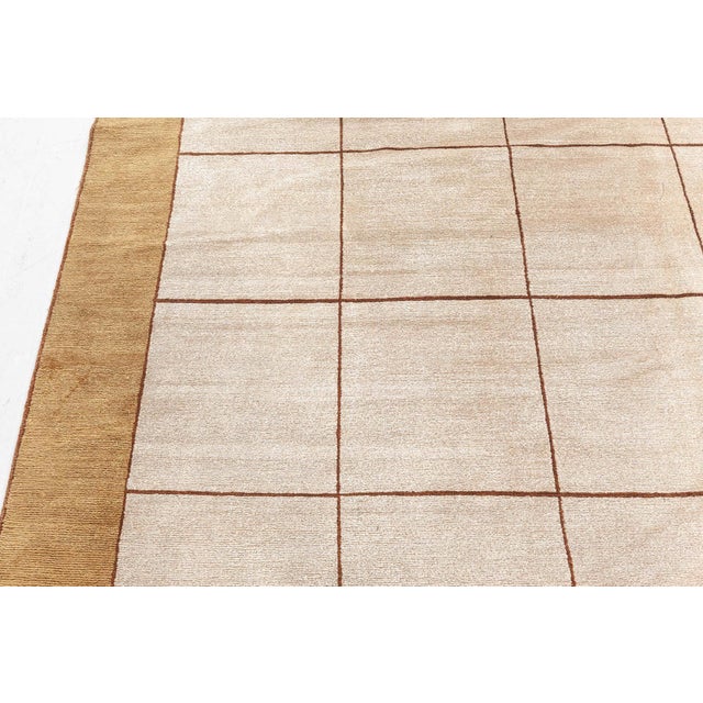 Textile Modern Tibetan Geometric Silk Rug by Doris Leslie Blau For Sale - Image 7 of 14