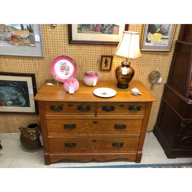 Brown Early 1900s Oak Dresser Two Over Two For Sale - Image 8 of 8