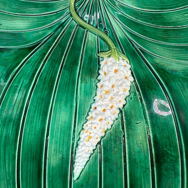 Ceramic A George Jones Majolica Kingfisher on Lily Pad Luncheon Tray, English, Ca. 1875 For Sale - Image 7 of 12