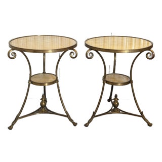 Louis XVI Directoire Style Gilt Metal & Honey Onyx Guéridon Side Tables - A Pair For Sale