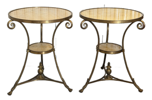 Louis XVI Directoire Style Gilt Metal & Honey Onyx Guéridon Side Tables - A Pair