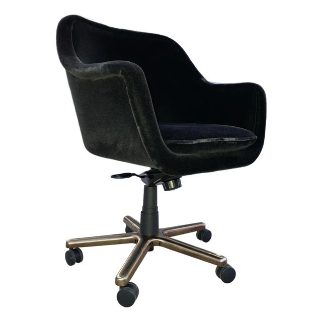 Ward Bennett Bronze Base Bumper in Black Mohair For Sale