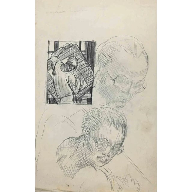 The Portraits is an original drawing in pencil on ivory-colored paper realized by an anonymous artist in the early 20th...