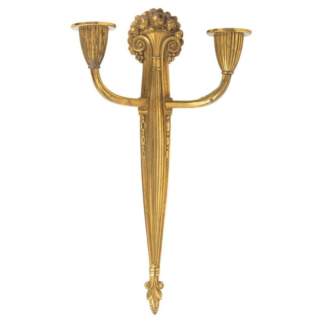 Metal Art Deco Gilded Bronze Wall Sconce, 1925. For Sale - Image 7 of 7