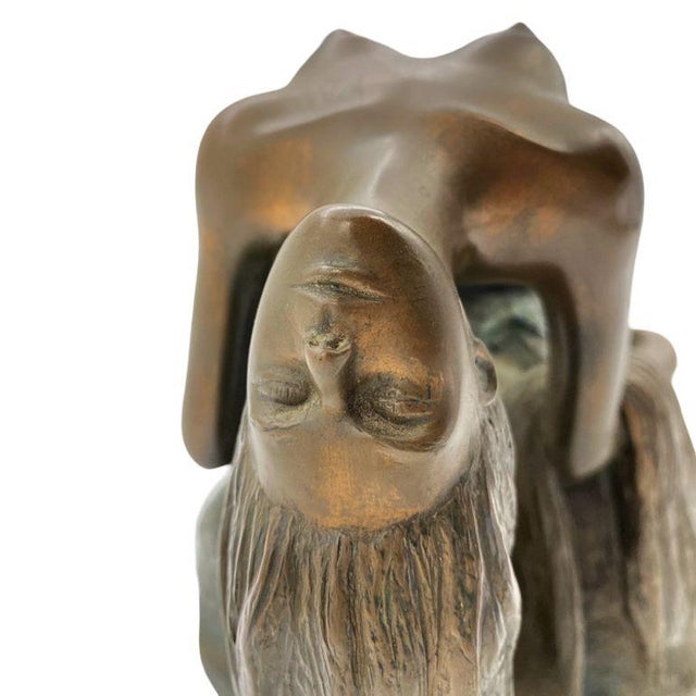 Metal 1980s Neoclassic Bronze Nude Mermaid Siren Statue on Beach Rock by James Siebert For Sale - Image 7 of 12