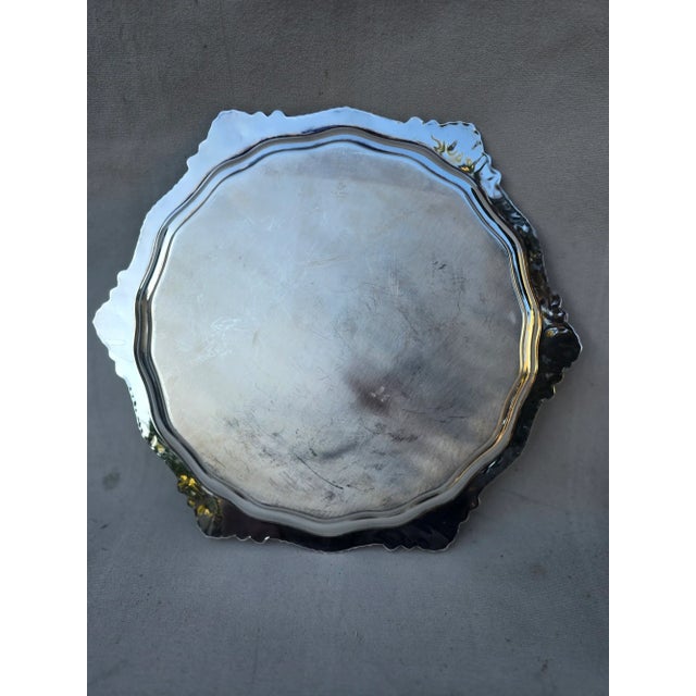 1940s Vintage Silver Plated Tray With Scroll and Shell Detail For Sale - Image 5 of 8