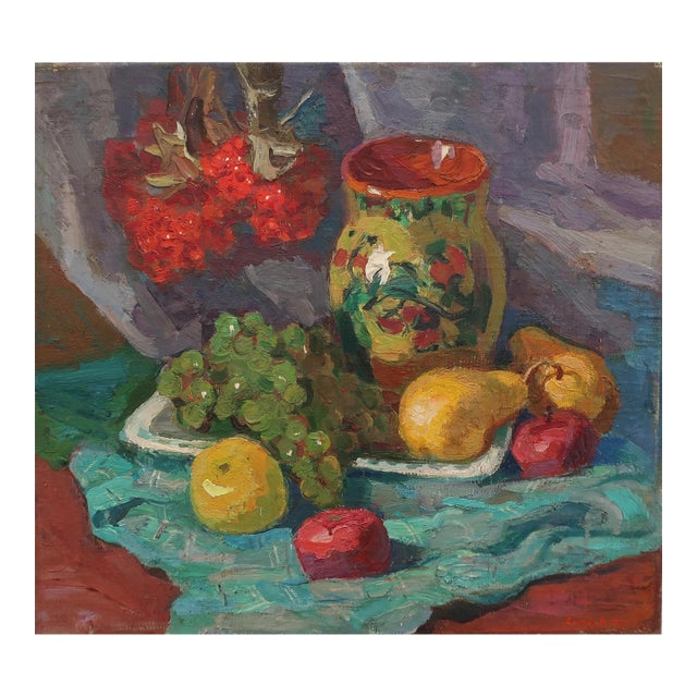 Vintage Still Life Oil Painting, Ukrainian Soviet Art, 1978 46-50 For Sale