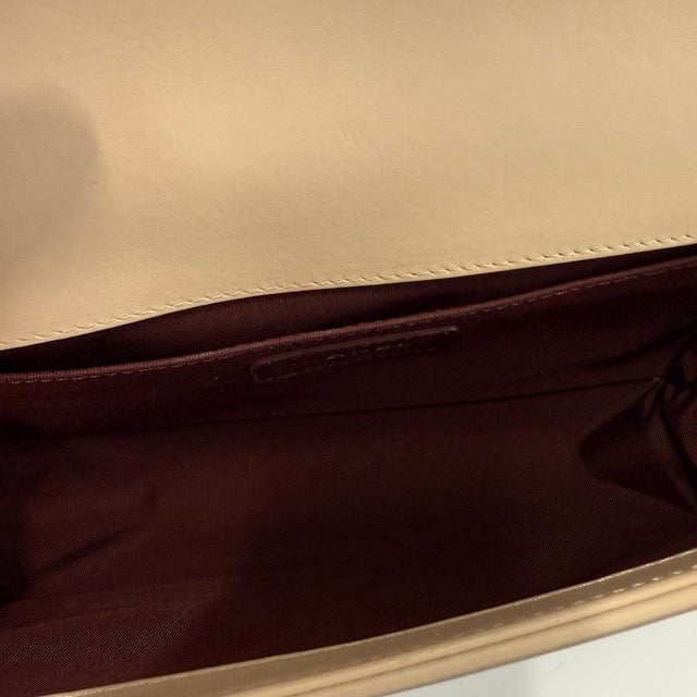 Beige Caviar Suede Calfskin Chevron Medium Boy Handbag For Sale - Image 9 of 9