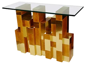 Vintage Cityscape Console Table by Paul Evans