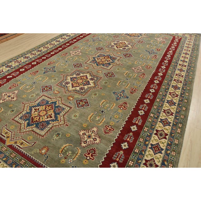 Farmhouse Kazak Rug 10′ X 16’3” Gray Wool Traditional Hand-Knotted Oriental Carpet For Sale - Image 3 of 15