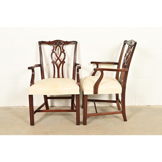 Kindel Furniture Georgian Carved Mahogany Armchairs, Pair For Sale - Image 11 of 13