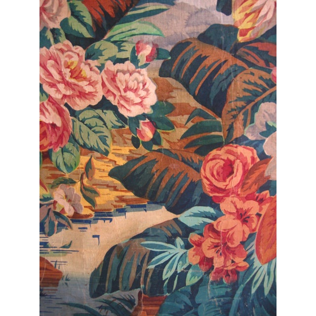 19th Century French Napoleon III Painted Tropical Scene Curtain Sheer For Sale - Image 6 of 8