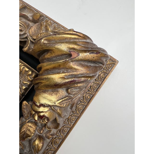 Ornate Gold and Black Deeply Carved Vintage Mirror For Sale - Image 11 of 17