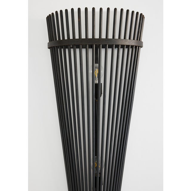 Set of Three Monumental Modernist Steel Rod Wall Sconces, Switzerland For Sale - Image 10 of 16