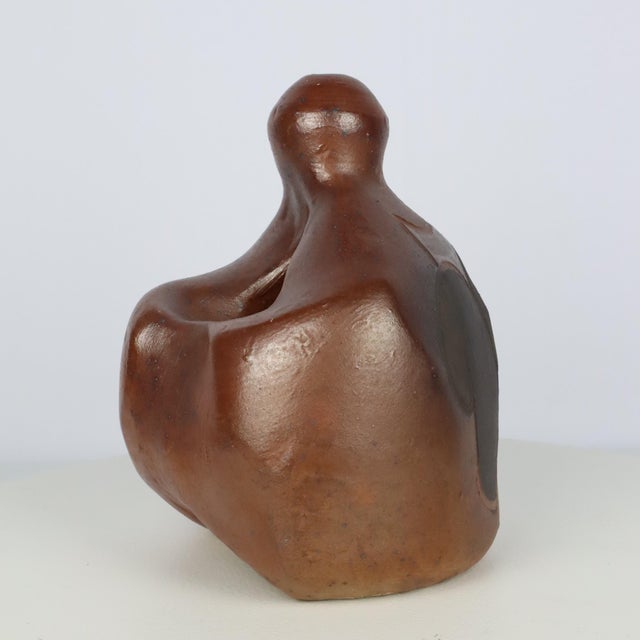 Brown Ceramic Vase by M.A.J for Georges Martin, 1960 For Sale - Image 8 of 12
