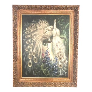 Edwardian Era Boho Style Peafowl Painting For Sale