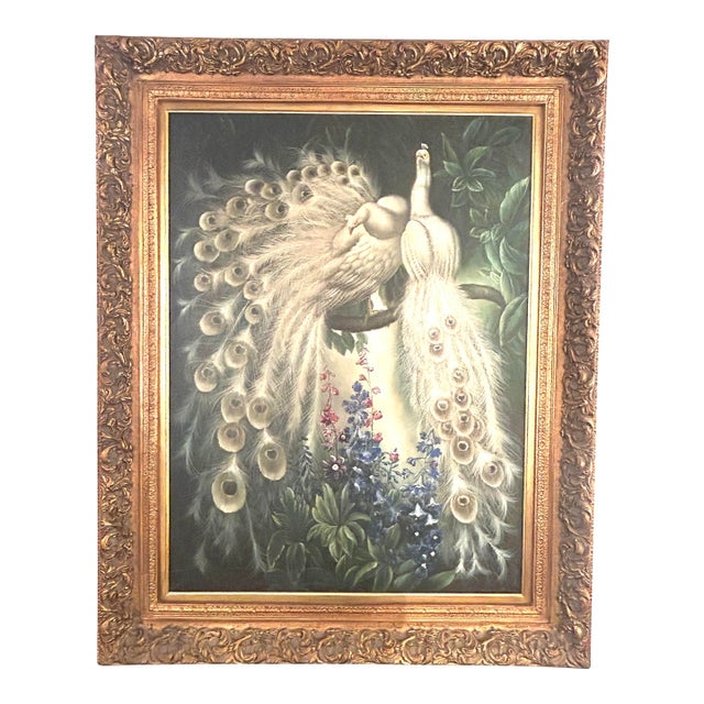 Edwardian Era Boho Style Peafowl Painting For Sale