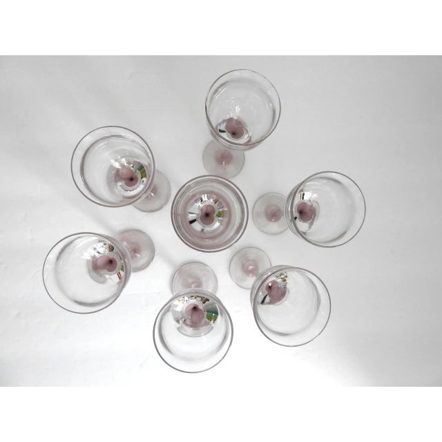 Art Deco 1990s Mikasa Sea Mist Amethyst Hearts Cordial Glasses- Set of 7 For Sale - Image 3 of 4