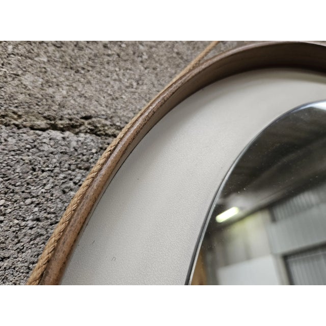 1970s Vintage Round Wall Mirror in PVC and Eco-Leather, 1970 For Sale - Image 5 of 11