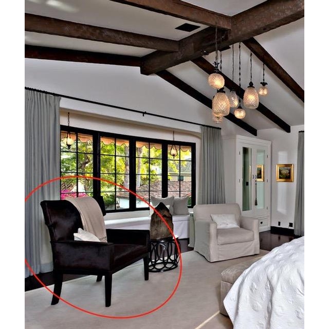 Custom Dark Brown Chocolate Walnut Brown Hide Armchair For Sale - Image 4 of 8