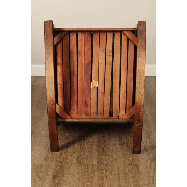 Stickley Brothers Antique Oak Arts & Crafts Rocking Chair With Green Upholstered Cushions For Sale - Image 14 of 18