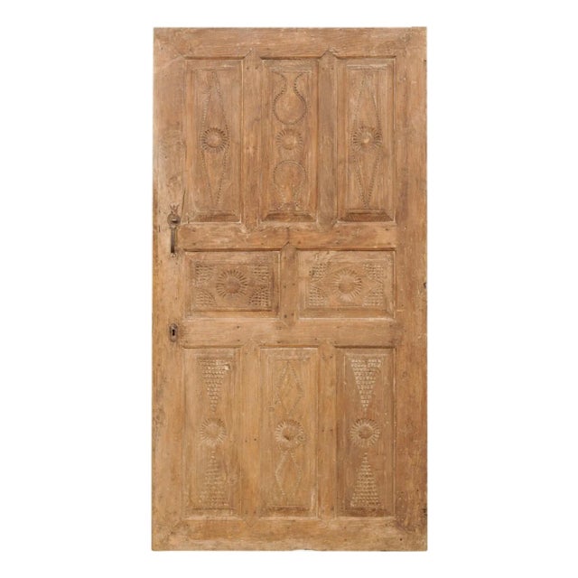 19th Century Turkish Carved Wood Raised Panel Door For Sale