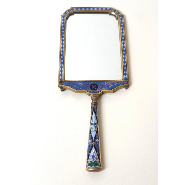 Empire French Gilt Bronze Champlevé Enamel Hand Mirror, 1810 For Sale - Image 15 of 18