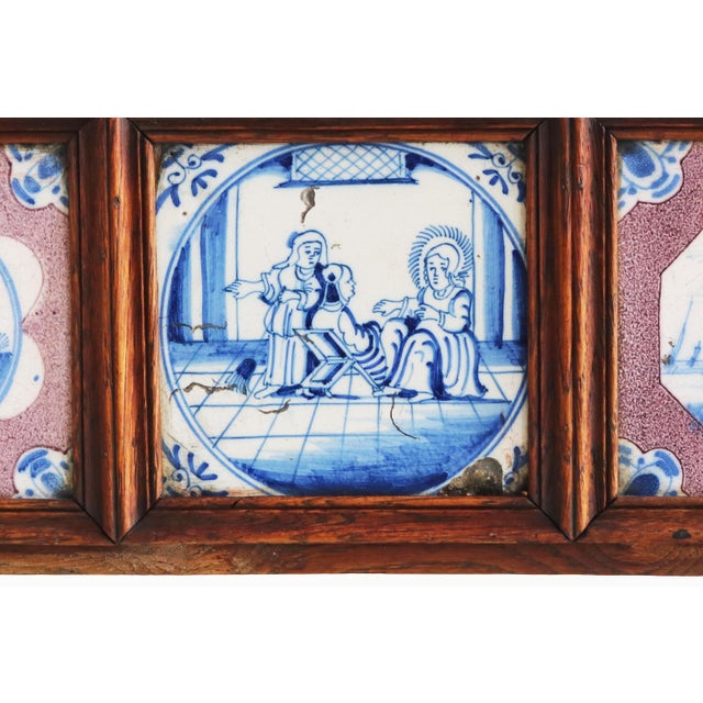 19th Century Dutch Planters with Delft Tiles Oak, 1650, Set of 2 For Sale - Image 6 of 18