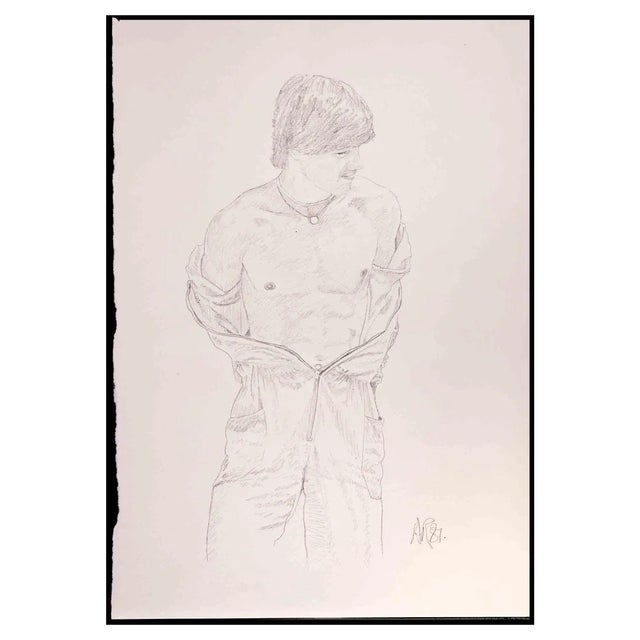 Anthony Roaland, Portrait of a Boy, Original Drawing, 1981 For Sale
