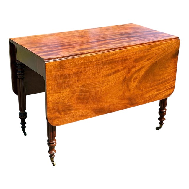 Antique Mahogany Drop Leaf Dining Table With Reed Carved Legs Boston For Sale