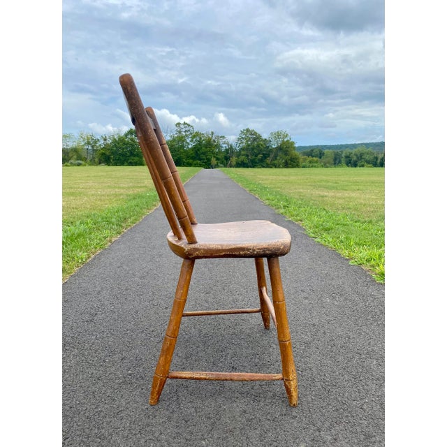 19th Century Antique Arrow Back Windsor Wood Accent Dining Side Chair For Sale - Image 4 of 13