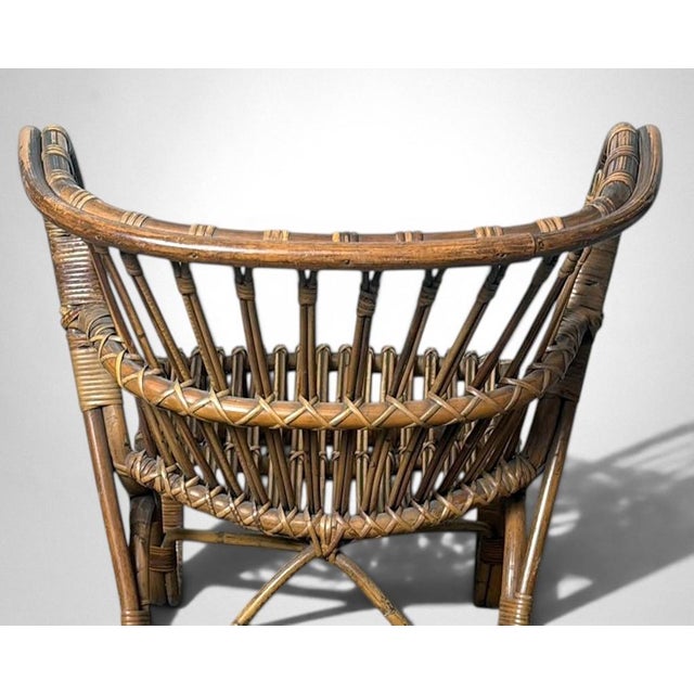 Brown Danish Organic Modern Rattan Lounge Chair in the Style of Viggo Boesen For Sale - Image 8 of 17