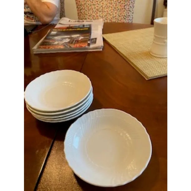 6 Ginori white bianco pattern small (5.75") bowls for serving fruit, applesauce, etc.