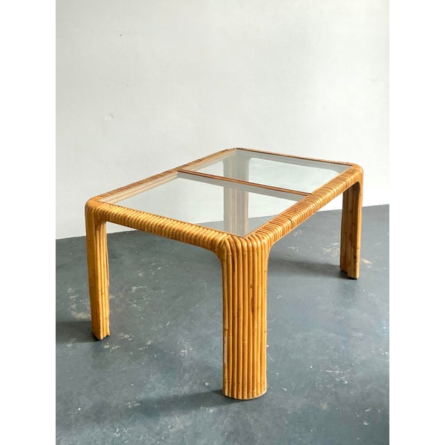 Wood Vintage Boho Bent Rattan Dining Table For Sale - Image 7 of 12