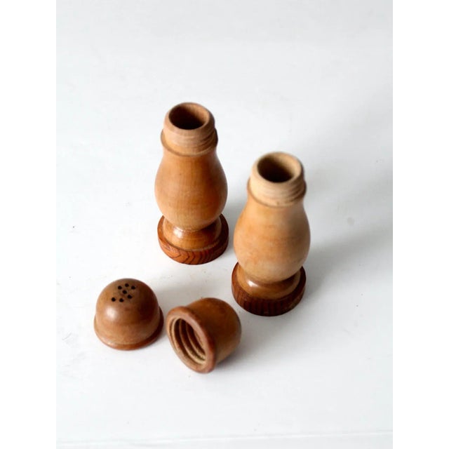 Wood Vintage Wooden Salt and Pepper Shakers For Sale - Image 7 of 8