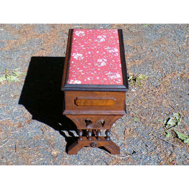 Wood Antique Victorian Slipper Bench Solid Walnut Sewing Stool For Sale - Image 7 of 14