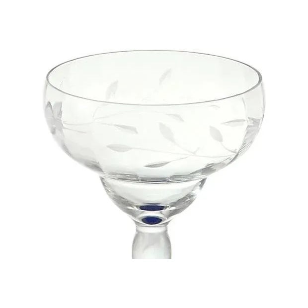 Glass 1920s Cobalt Cut-Crystal Stems - Set of 16 For Sale - Image 7 of 9