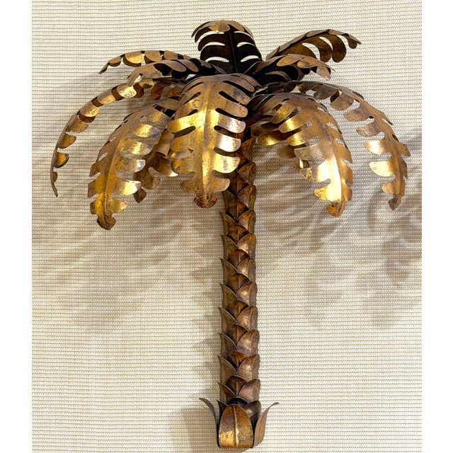Modern Pair of Maison Jansen Gilt Metal Palm Tree Sconces, France, 20th Century For Sale - Image 3 of 15