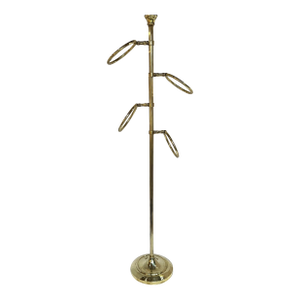 Vintage Solid Brass Towel / Valet Stand With Ring Holders – Mid Century Traditional