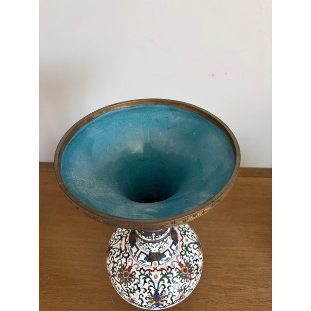 Chinese Antique Chinese Cloisonné Enamel Trumpet-Form Vase, Early 20th Century For Sale - Image 3 of 5