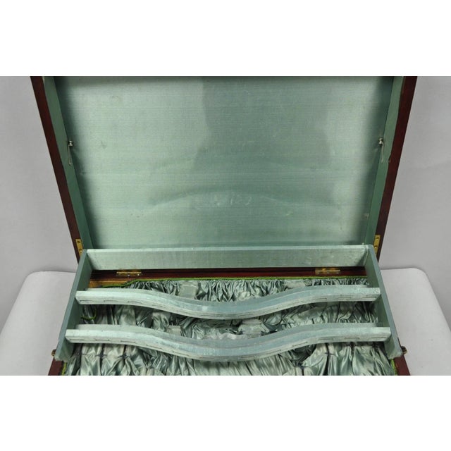 Antique S Kind & Sons Edwardian Mahogany Fitted Silverware Flatware Case Chest For Sale - Image 11 of 18