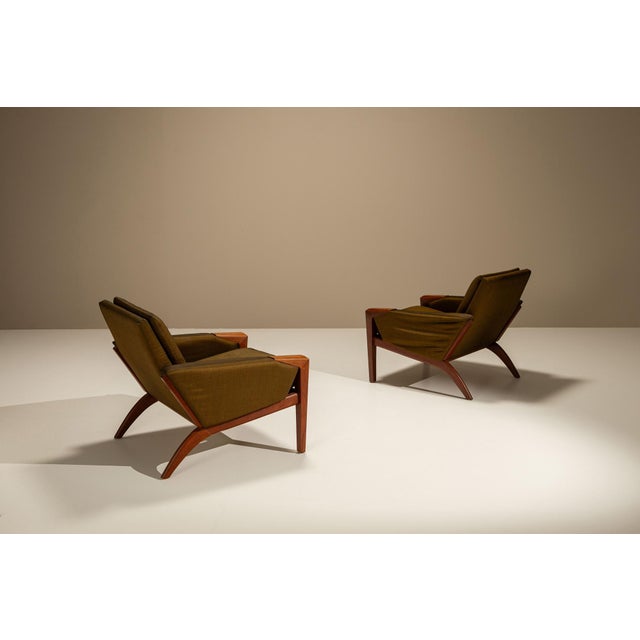 1960s Vintage Danish Lounge Chairs in Olive Green, 1960s, Set of 2 For Sale - Image 5 of 16